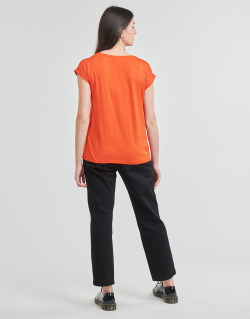 Pieces - PCBILLO TEE LUREX STRIPES - Orange