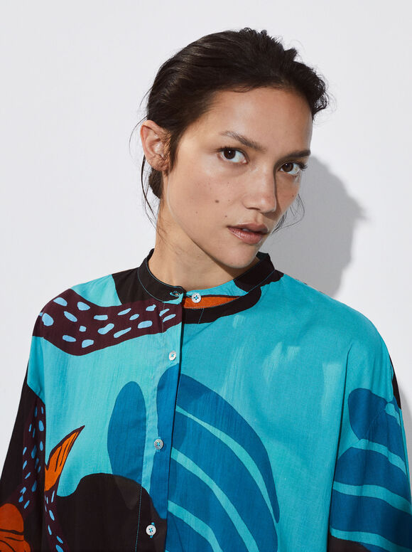 Camisa de algodão estampada - Multicor