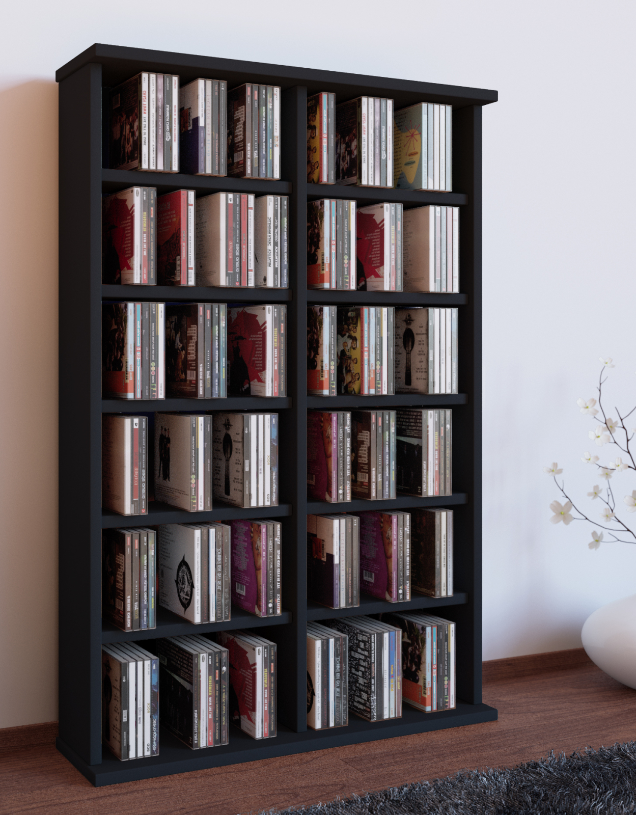 Regal - schwarz - 60 cm breit - für 300 CDs