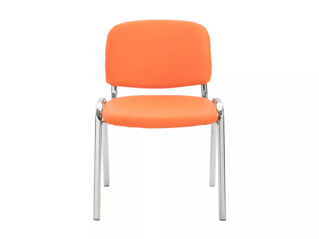 Chaise de salle à manger - Similicuir & Métal chromé - Orange - Ken