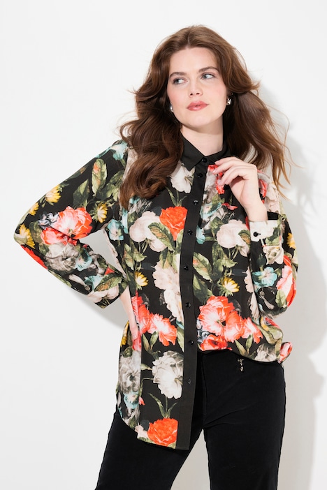Hemdbluse, Rosen, Hemdkragen, Langarm