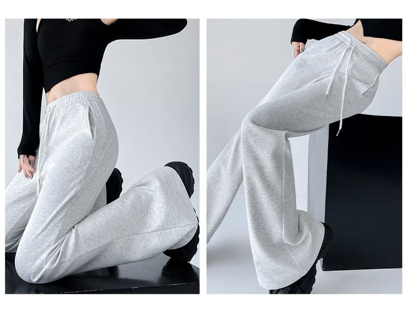 Colarseo - Effen wijd uitlopende joggingbroek met trekkoord in de taille