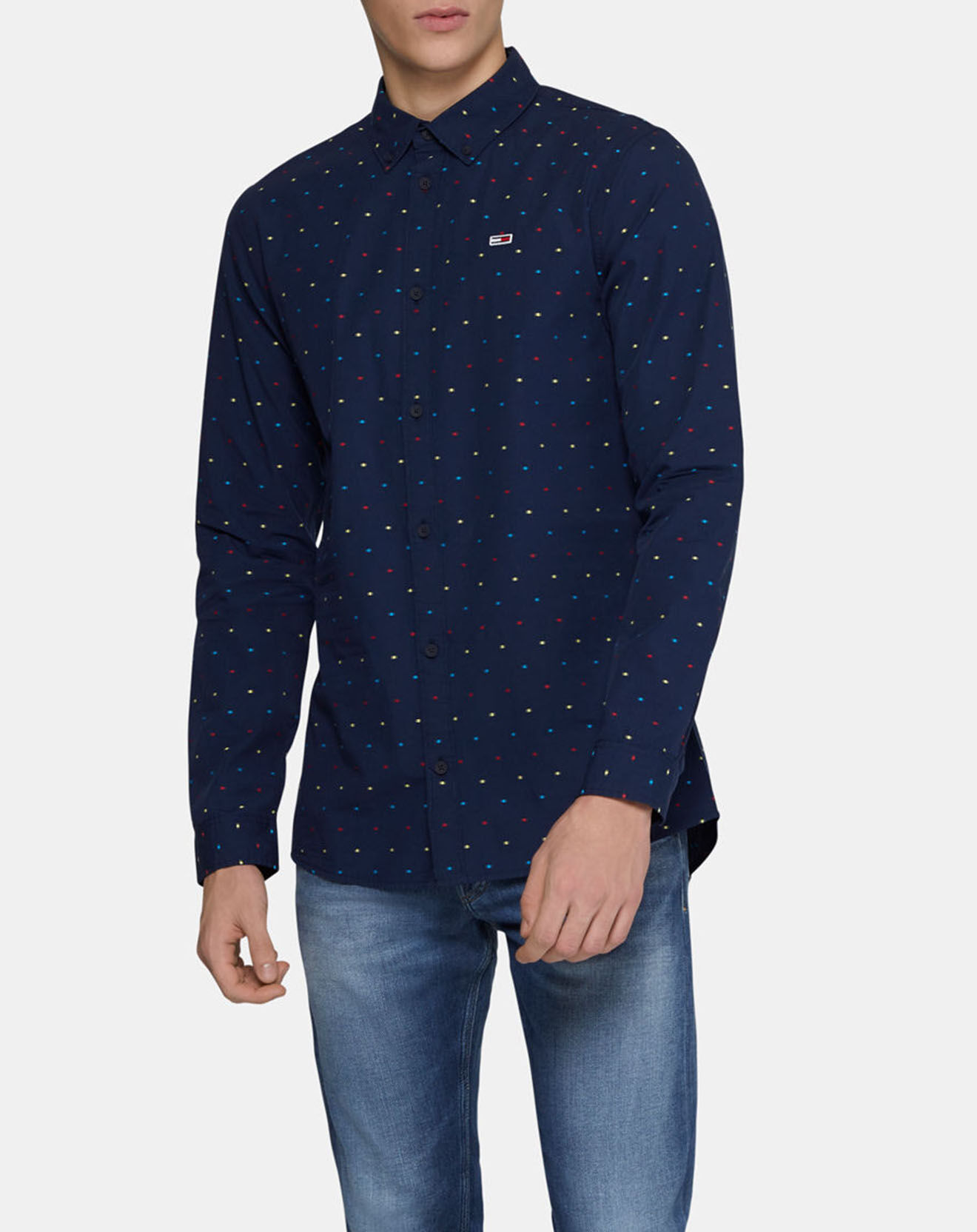 Tommy Jeans Chemise slim à pois bleue