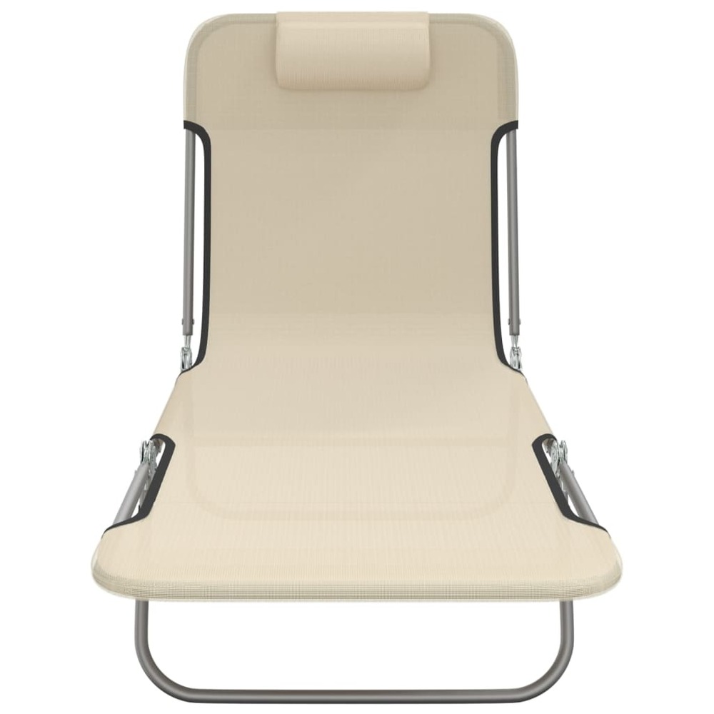 Chaises longues pliables 2 pcs crème textilène et acier