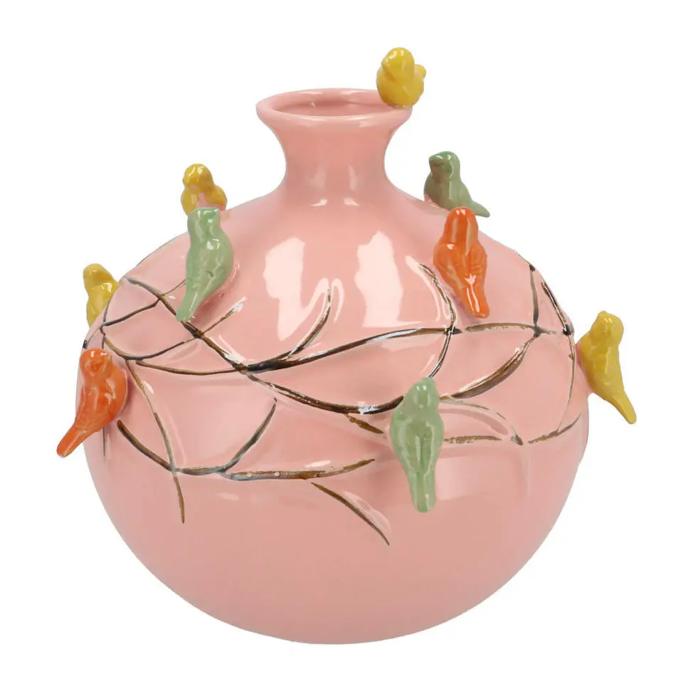DK Design Vaas Vogels - roze - D23 x H23 cm