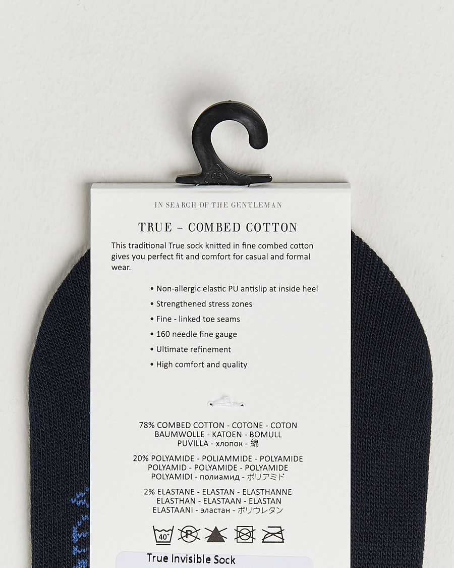 Amanda Christensen 3-Pack True Cotton Invisible Socks Dark Navy