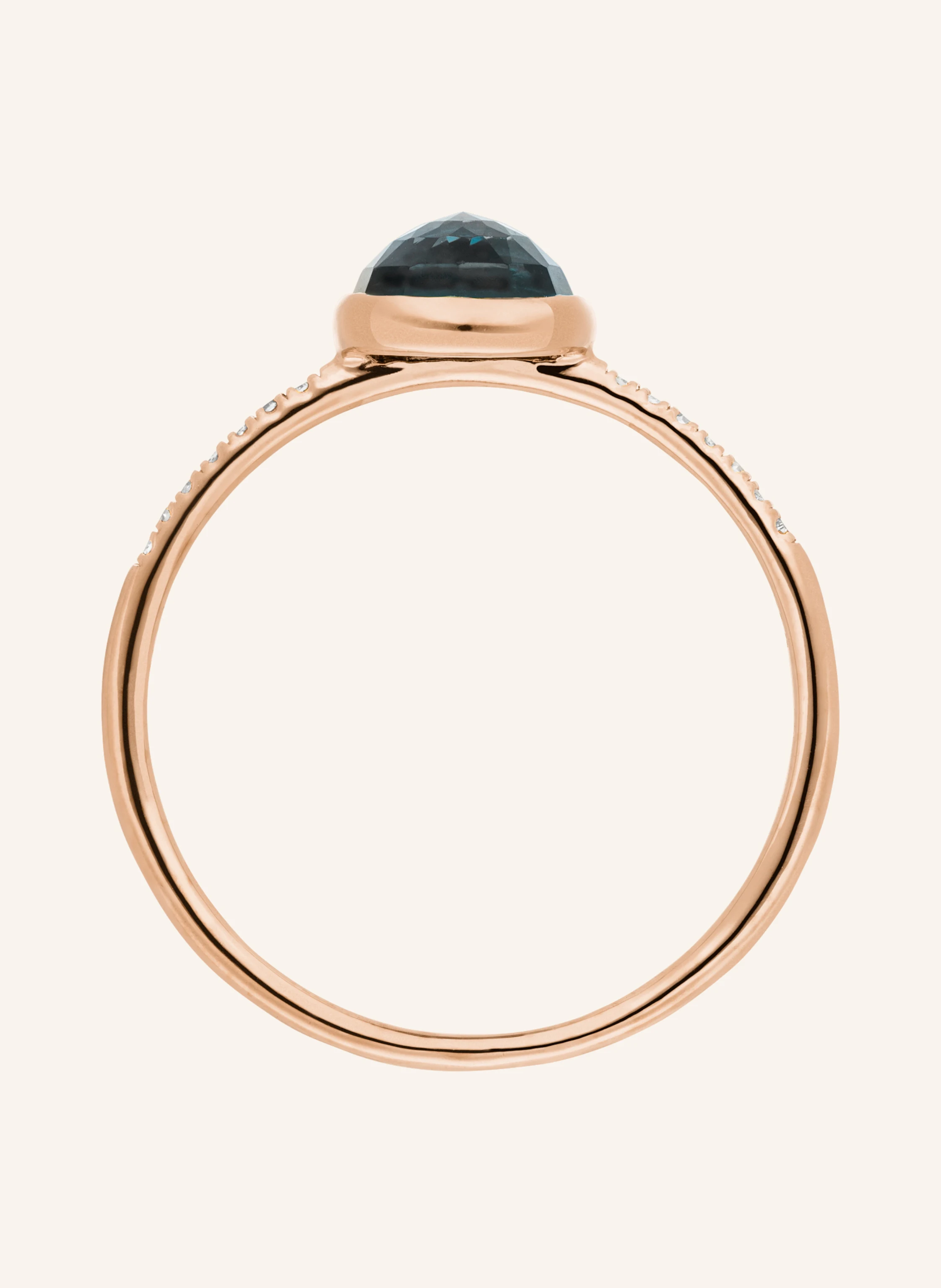 Leaf Ring BLUE TOPAS aus 14 Karat Roségold mit Diamanten
