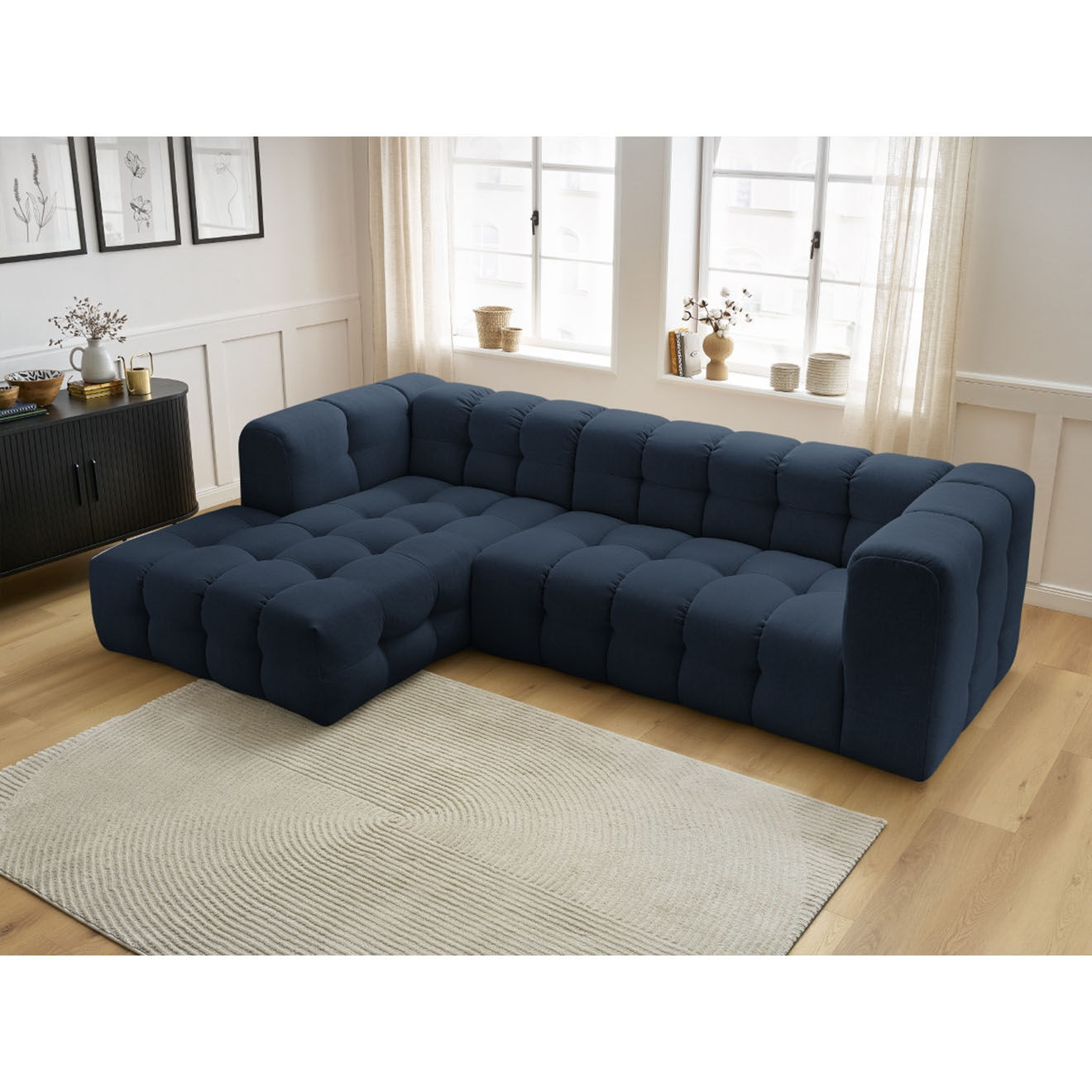 Bobochic Canapé d'angle gauche cloud bleu foncé - 288x184x75 cm
