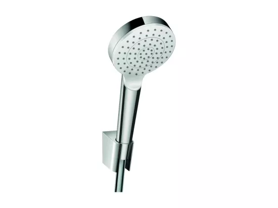 Ensemble support mural et douchette 1jet avec flexible de douche 125 cm blanc/chromé Hansgrohe Crometta
