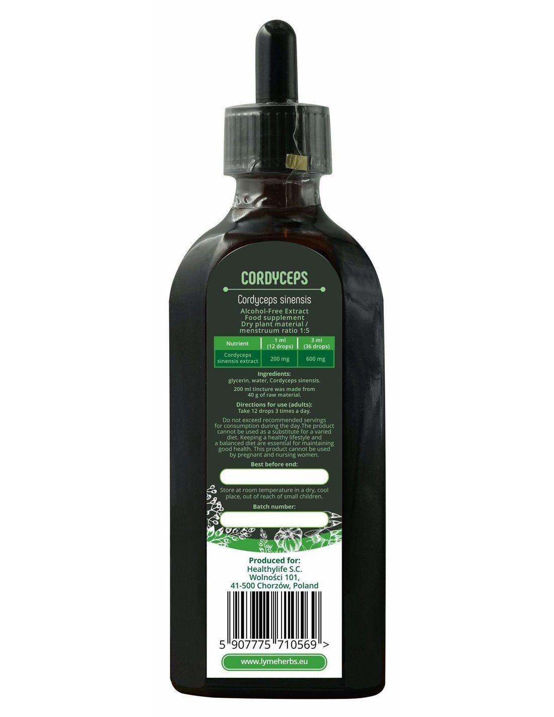Lymeherbs Alkoholfreier Cordyceps-Extrakt