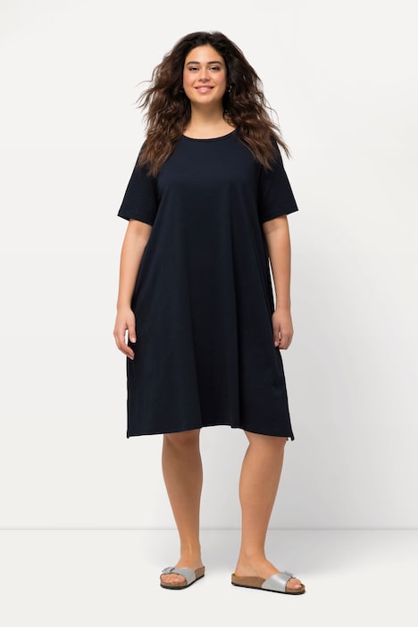 Jerseykleid, A-Linie, Rundhals, Halbarm, Taschen