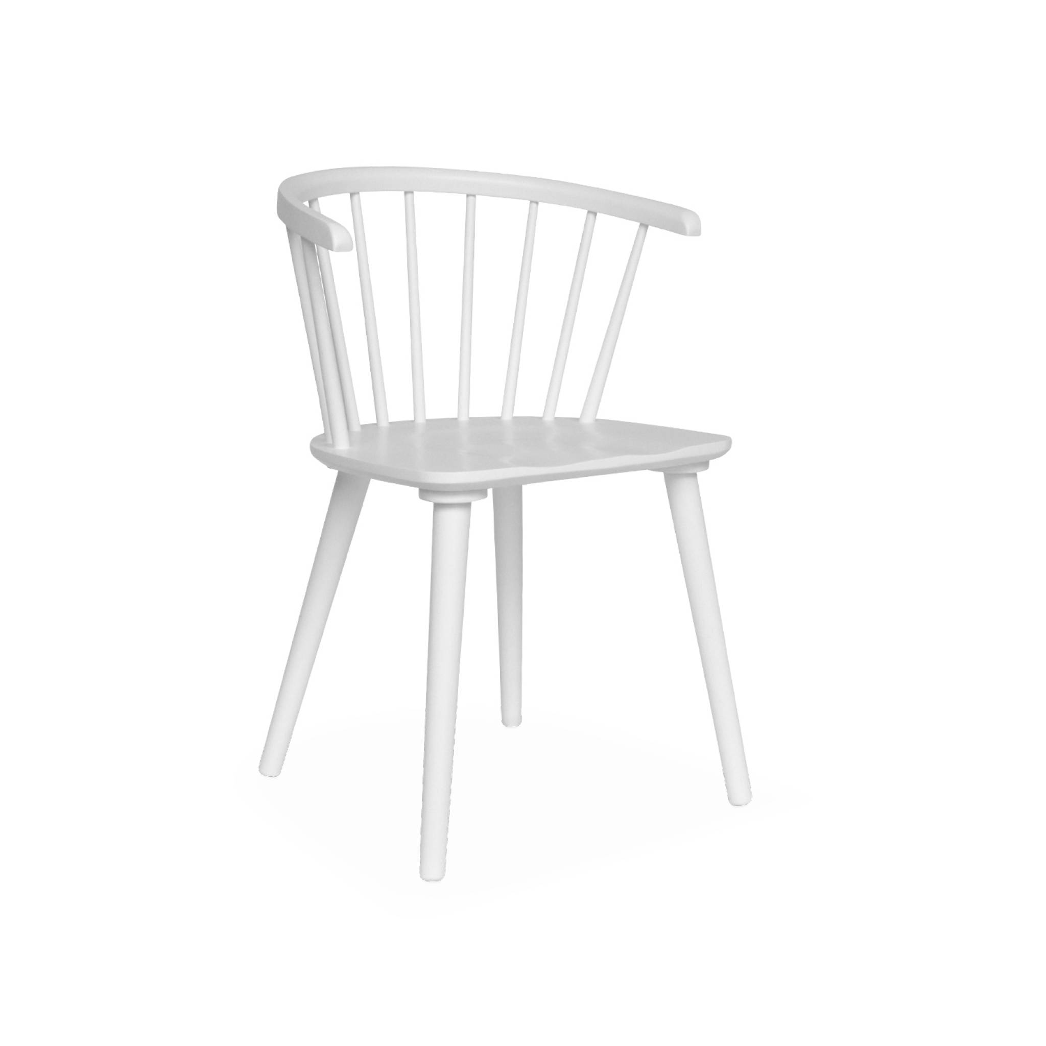 Lot de 2 chaises blanches à barreaux en bois et contreplaqué. Paula. L 51 x p 53 x h 75cm