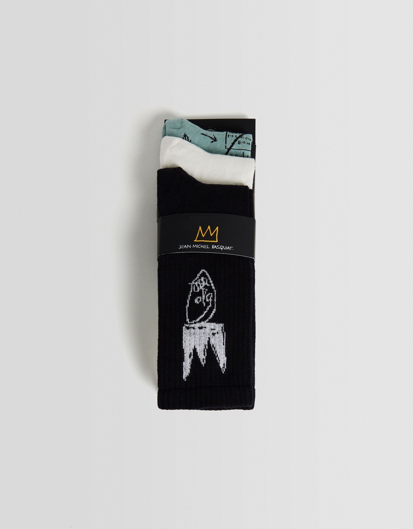Pacote com 3 pares de meias Jean-Michel Basquiat