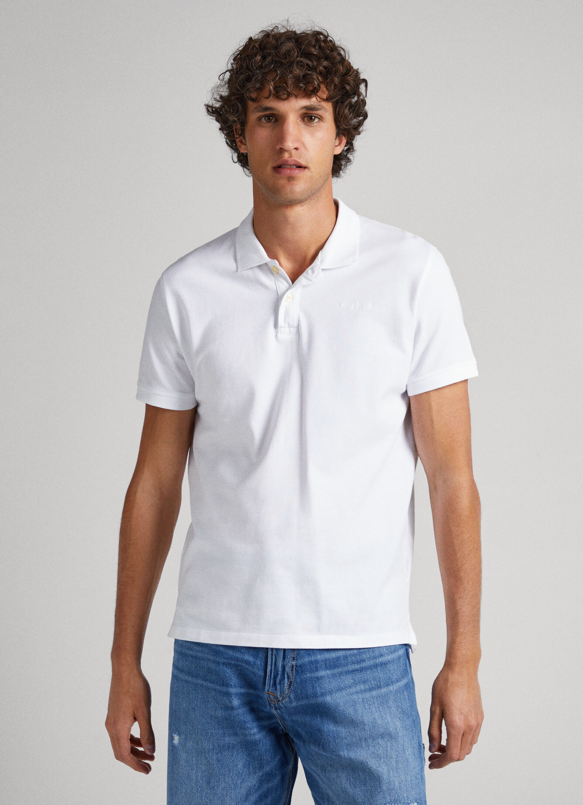 CAMISA POLO ALGODÃO PIQUÉ LOGOTIPO BORDADO - branco