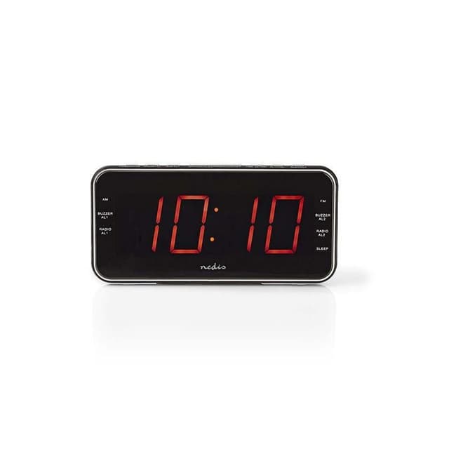 Nedis Digital vækkeur Radio | LED Display | 1x 3.5 mm Audio Input | Tidsprojektion | AM / FM | Snooze funktion | Sleep timer | Antal alarmer: 2 | Sort