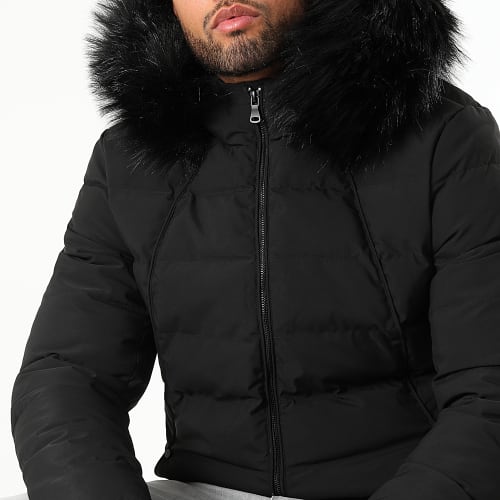 Doudoune Racer Premium Avec Fourrure Noire 0062 Noir