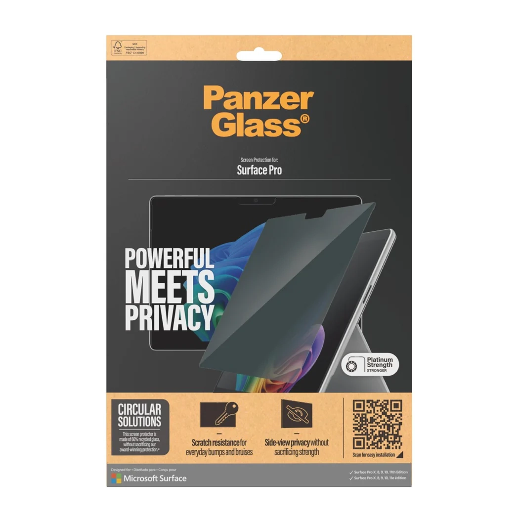 Microsoft Surface Pro 11 / Pro 10 / Pro 9 / Pro 8 / Pro X Ultra Wide Fit Privacy Panzer Glas Displayschutz (P6274)