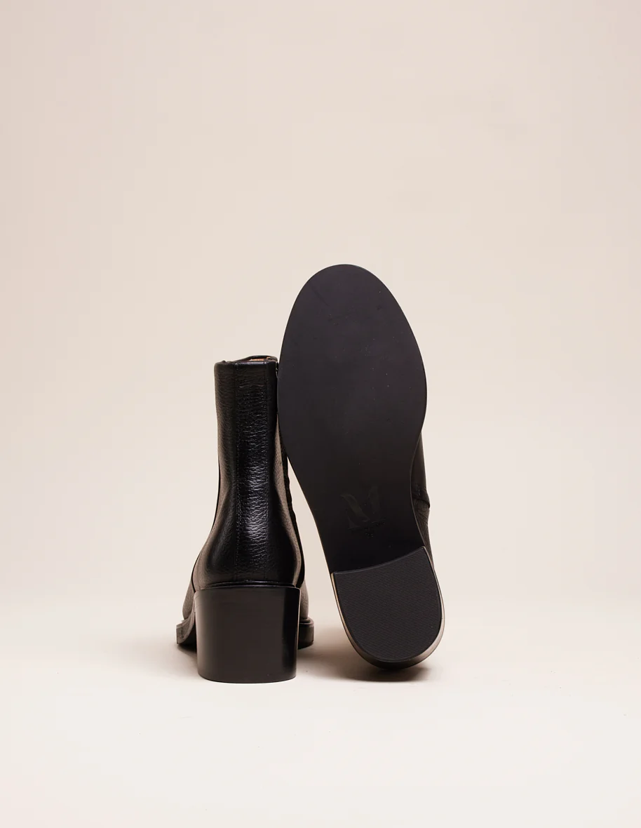 Bottines à talons Véronique - Cuir grainé noir