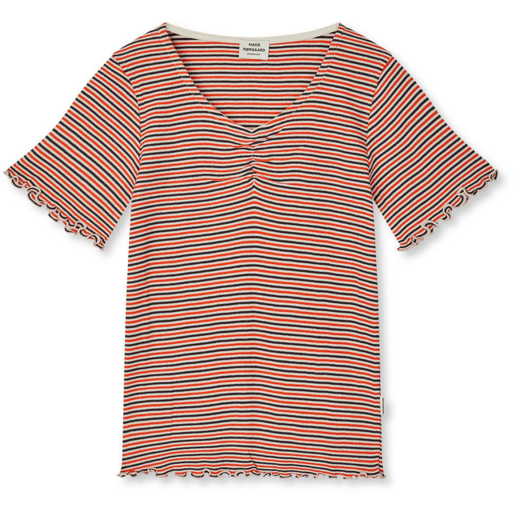 Køb Mads Nørgaard Fiery Red/Vanilla Ice 2X2 Bomuld Stripe Tiki Tee