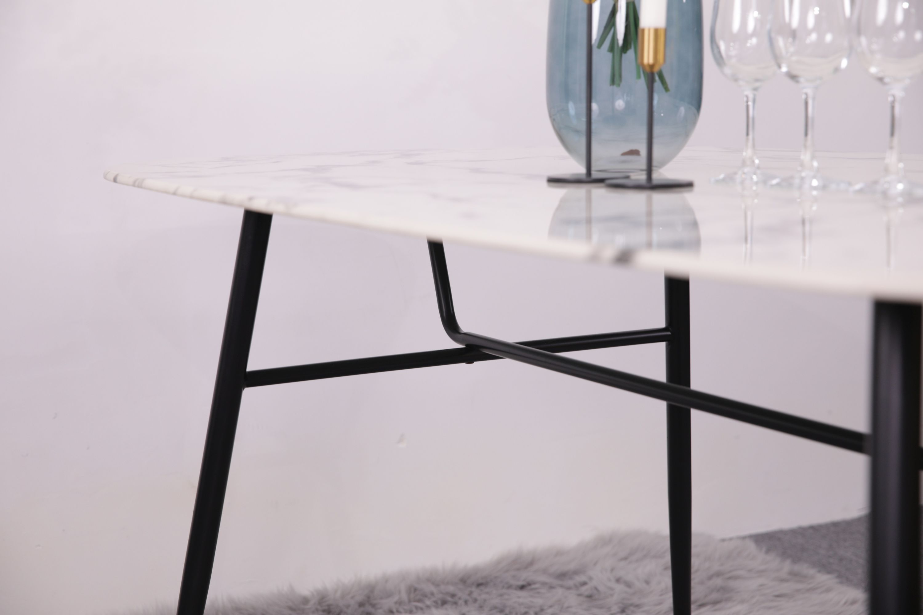 Tisch 160x90 Glastisch Marmoroptik Küchentisch Speisetisch Esstisch Esszimmer