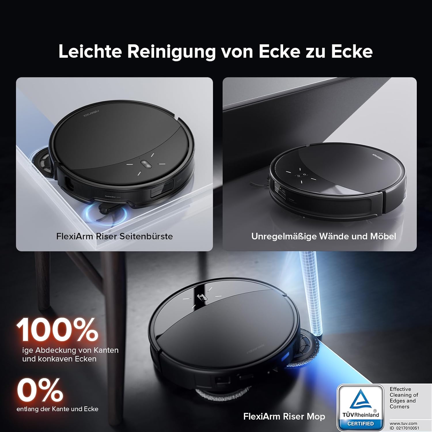 roborock Saros 10R Set Saugroboter mit Wischfunktion&angebbarem Wischmopp, 22.000 Pa HyperForce Saugkraft, 7,98cm Ultra-Slim Design, StarSight System 2.0, Zero-Tangle System (Mit 2 Wischmopps)