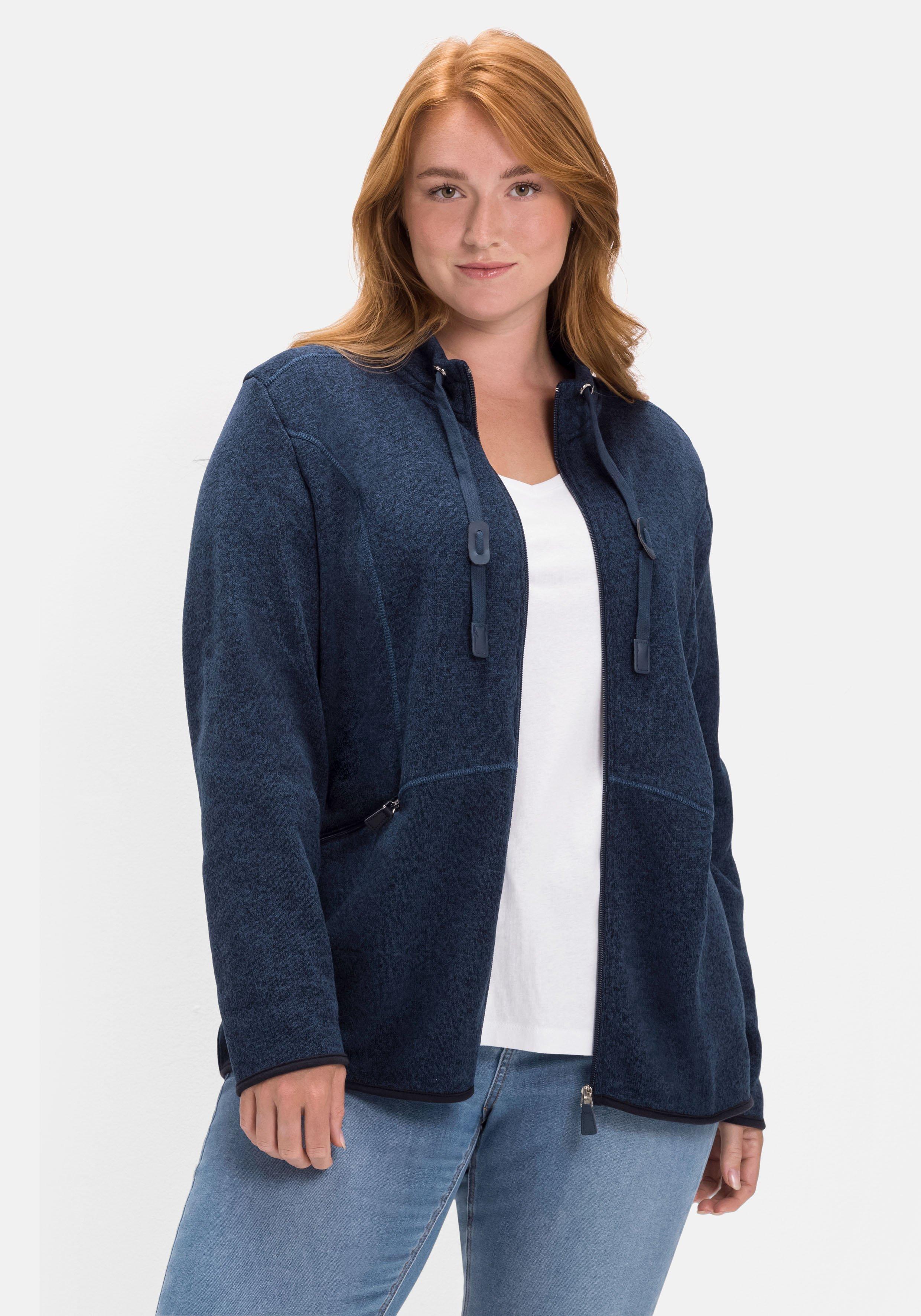 Strickfleecejacke mit Stehkragen