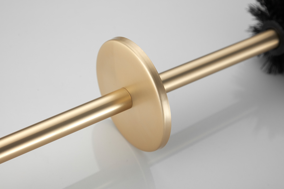 Saniclear Brass toiletborstel met wandhouder geborsteld messing mat goud