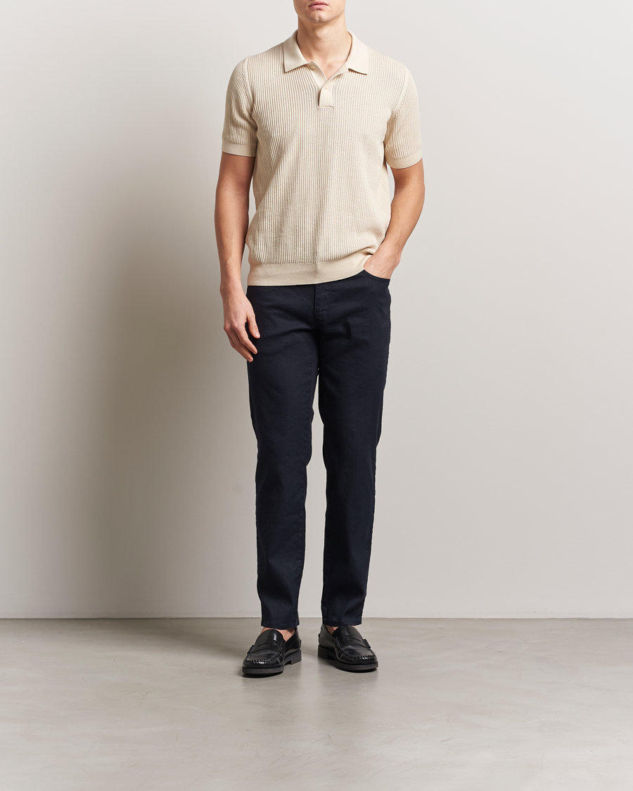 Brax Cadiz Linen-Flex 5-Pocket Pants Navy