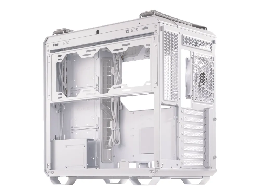 ASUS TUF Gaming GT502 Plus - Mid tower - ATX - sidepanel med vindue (hærdet glas) - ingen strømforsyning - hvid - USB/Lyd