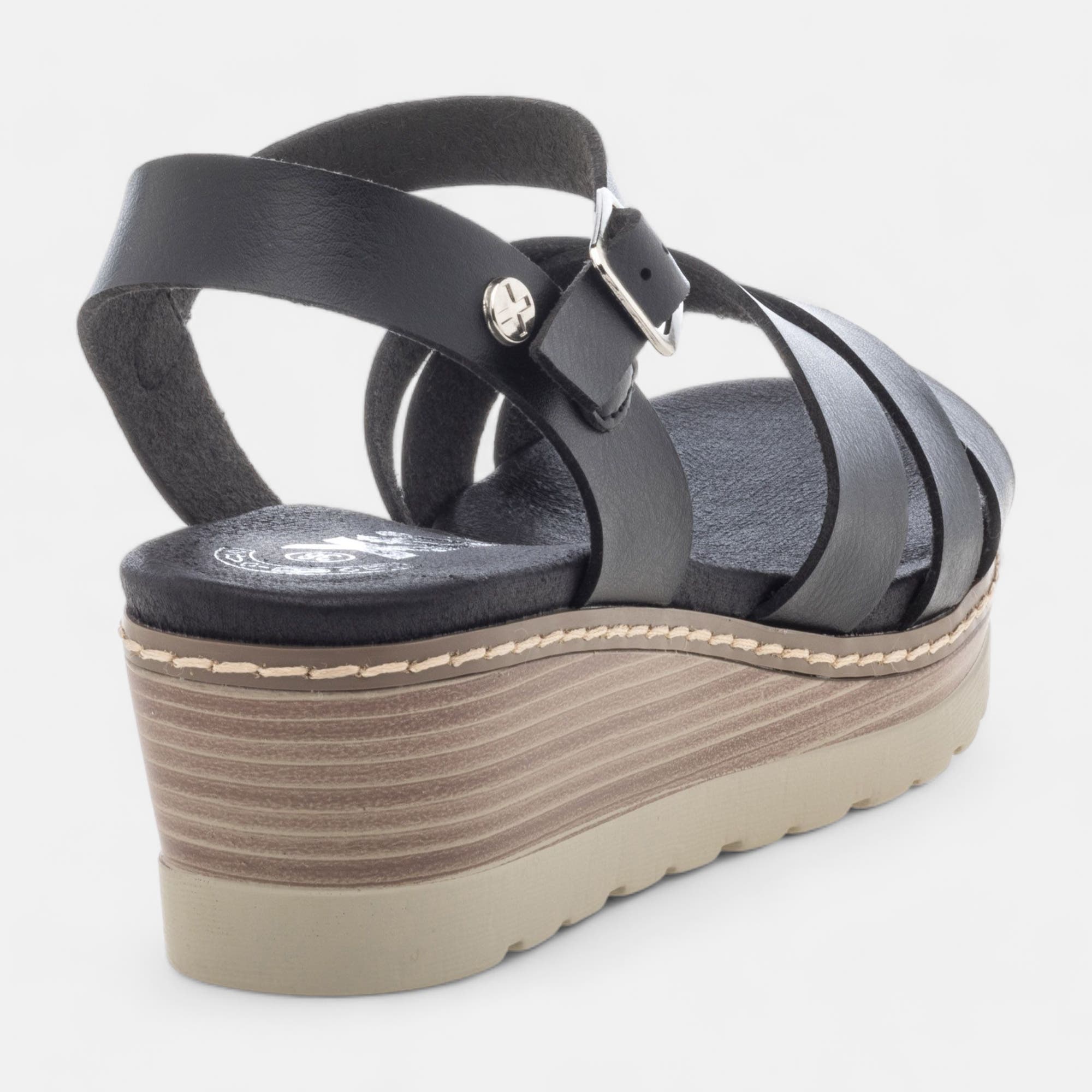 Sandales à talon compensé Femme noir