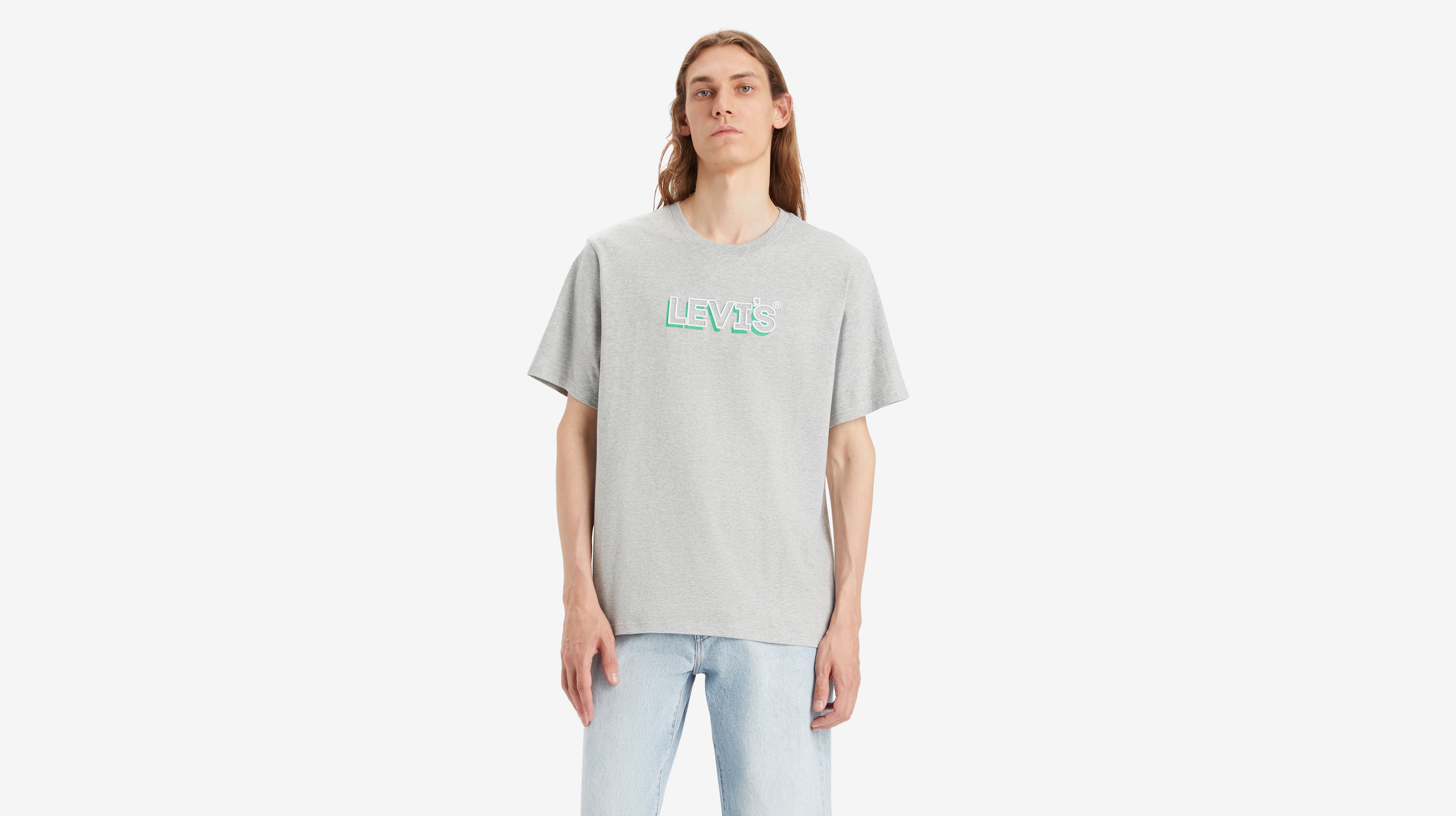 T-shirt graphique Relaxed - Headline Drop Shadow Midtone Heather Gray - Gris