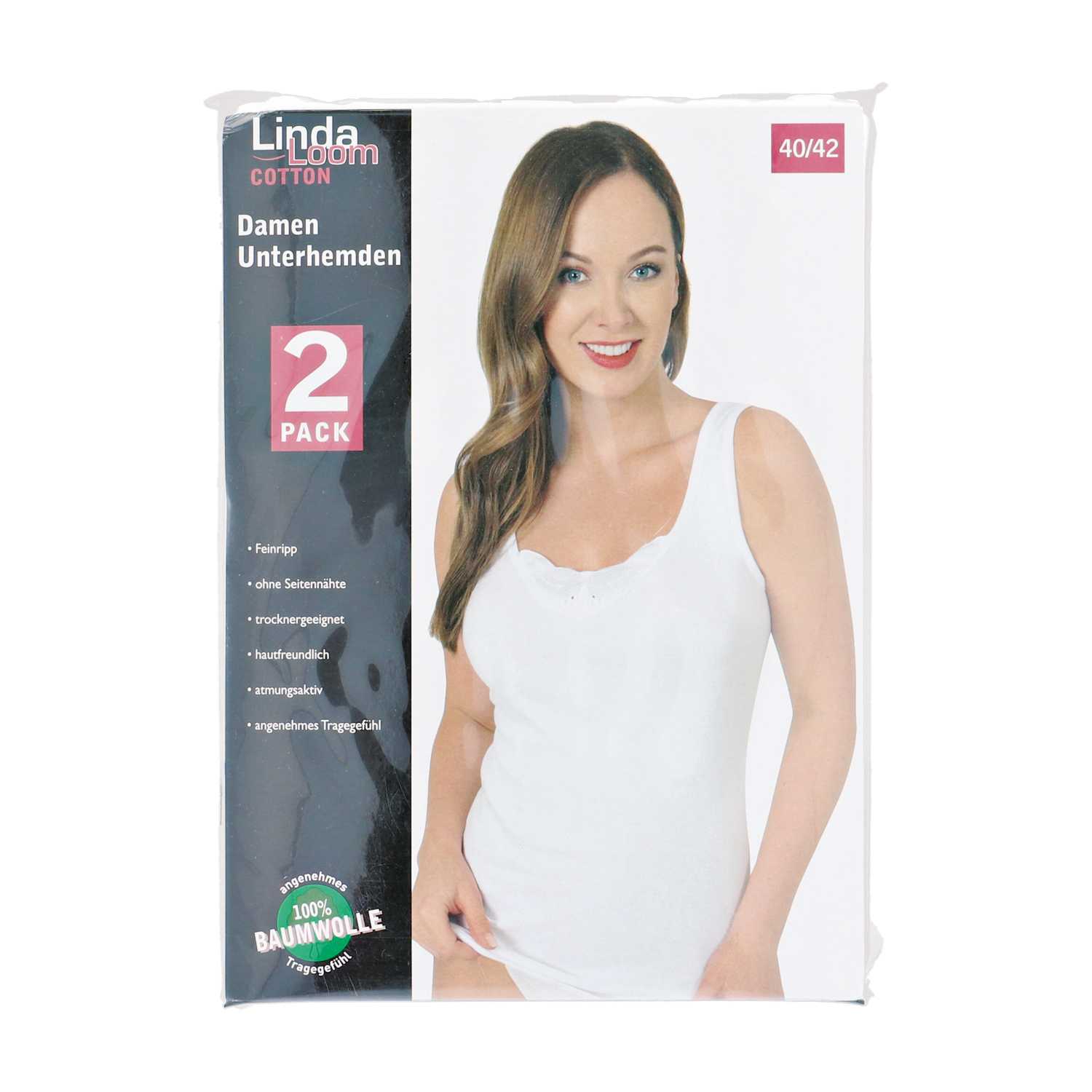 Damen Unterhemd 2er weiß Spitze Gr. S-XXL