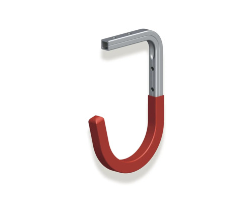Alfer wand- en plafondhaak, gerubberd, type 8, 110 mm diep x 165 mm hoog x 90 mm diep, blank rood aluminium