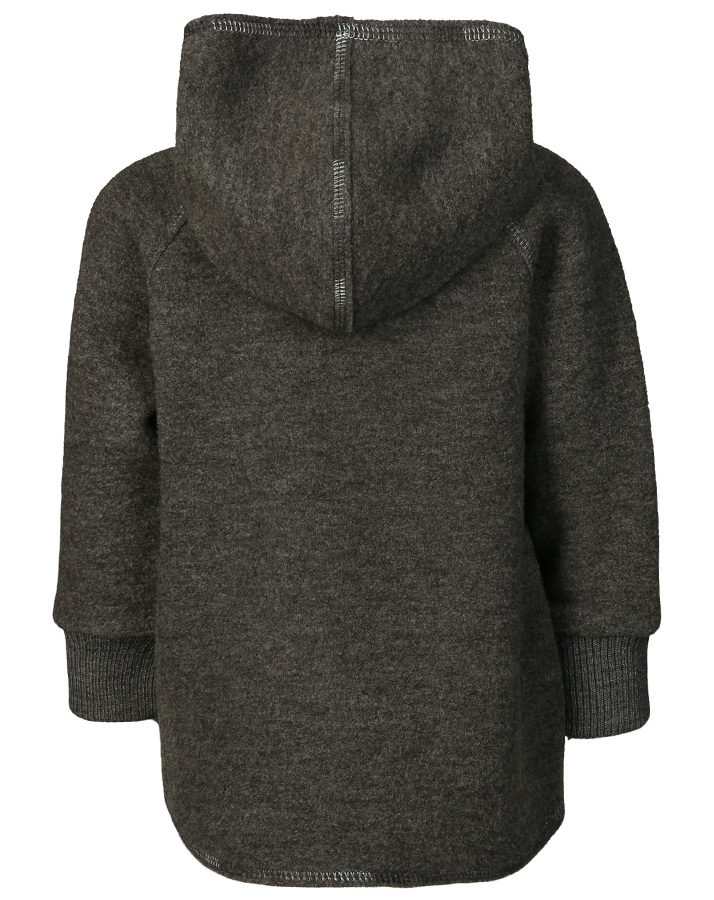 Wollfleece-Kapuzenjacke SNUGGLY WINTER in lavagrau