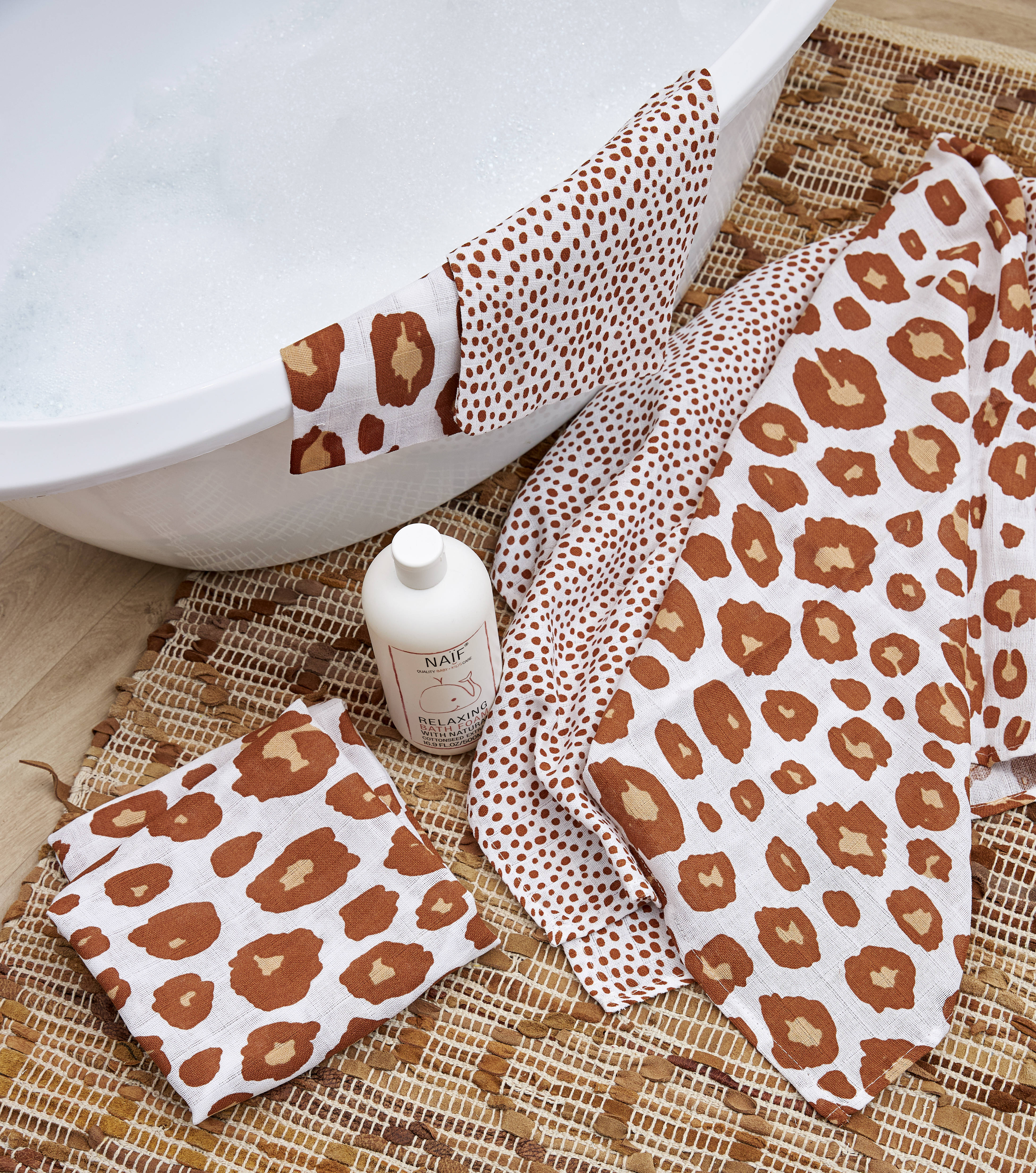 Meyco hydrofiele doek - set van 2 120x120 cm Panter-Cheetah camel