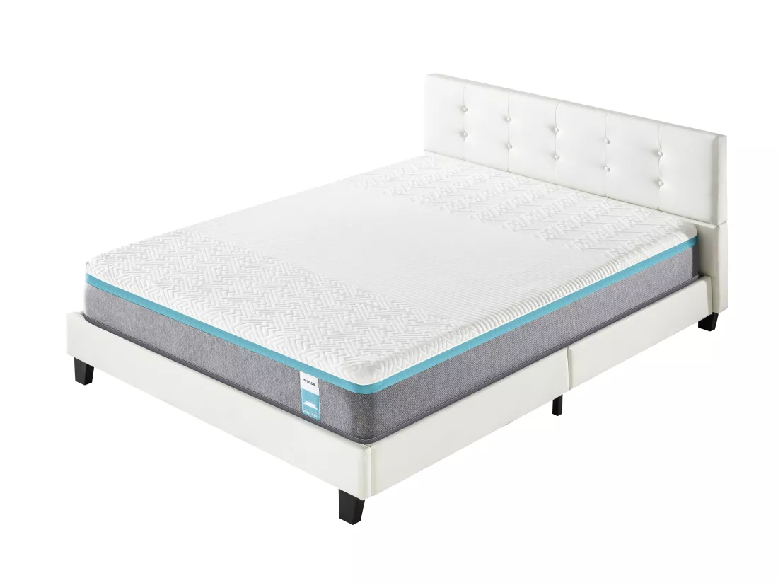 Ensemble Matelas + Lit Avec Tête De Lit 160x200 Cm, Ypsilon Equilibré 28cm D’épaisseur