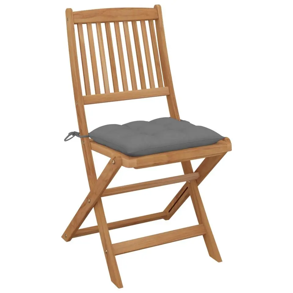 vidaXL - Inklapbaar tuinstoelen - Kussens - Grijs - Hout - 6 stuks