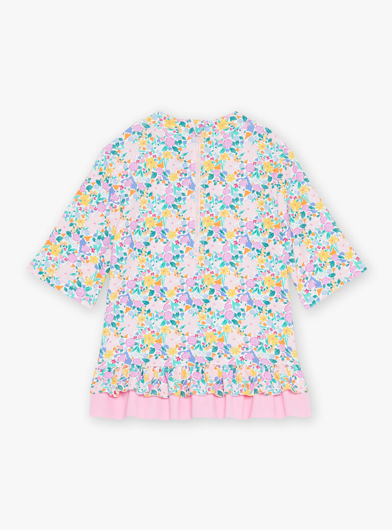 T-shirt de bain écru à imprimé fleuri