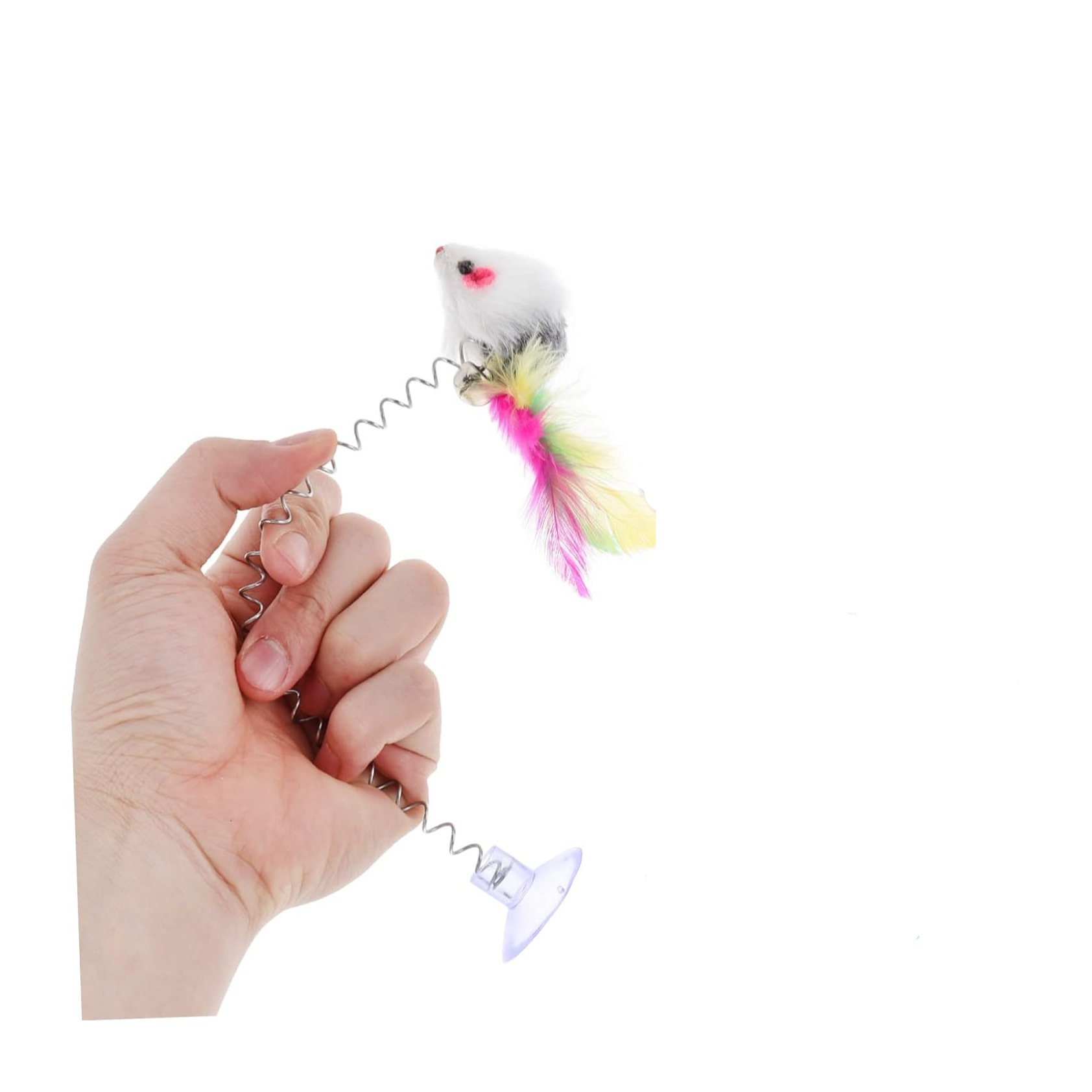 (20cm) Interaktives Katzen Spielzeug Plüsch Maus mit Glocke / Saugnapf - Assortiert