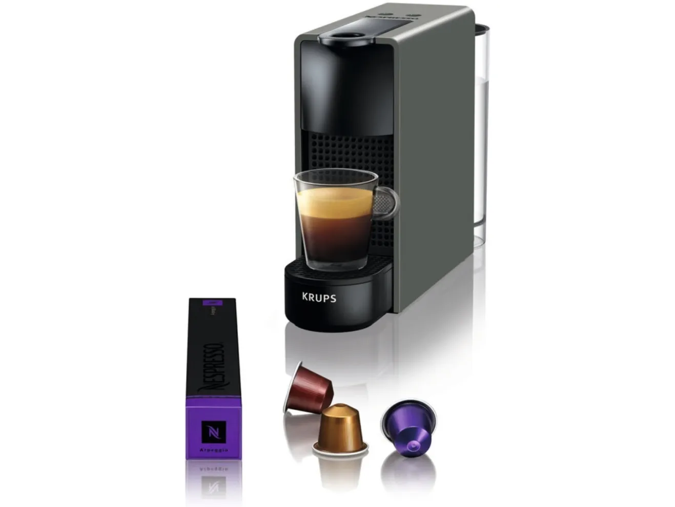 Krups XN110B, Kapsel kaffemaskine, 0,6 L, Kaffekapsel, 1310 W, Sort, Grå