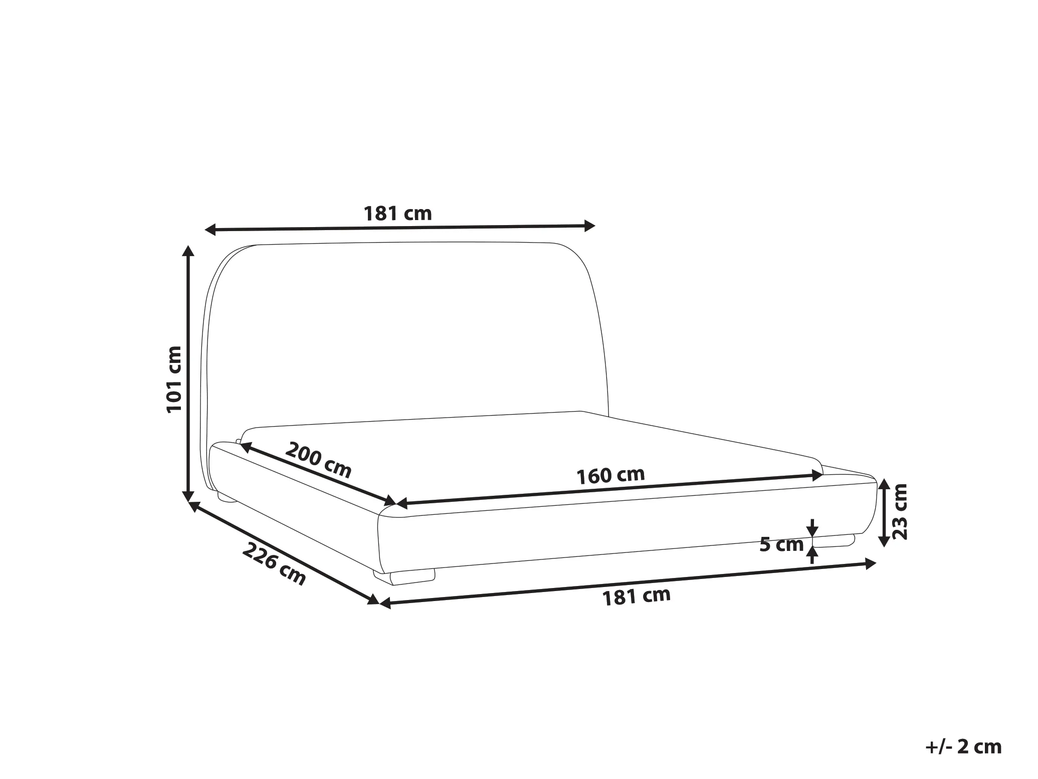 Bed Stof ROISEL 160 x 200 cm Lichtbeige