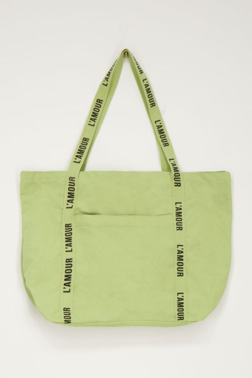 Mint groene shopper linnen l'amour