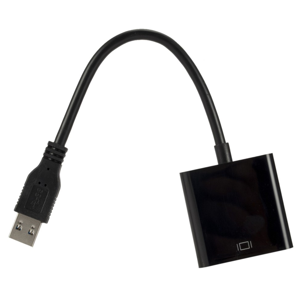 (15cm) USB A auf VGA 1080p@60Hz Adapter Kabel für MacOS / Windows - Schwarz