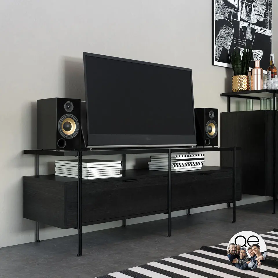 Wainwright - TV-meubel met 2 laden en zwart eiken effect