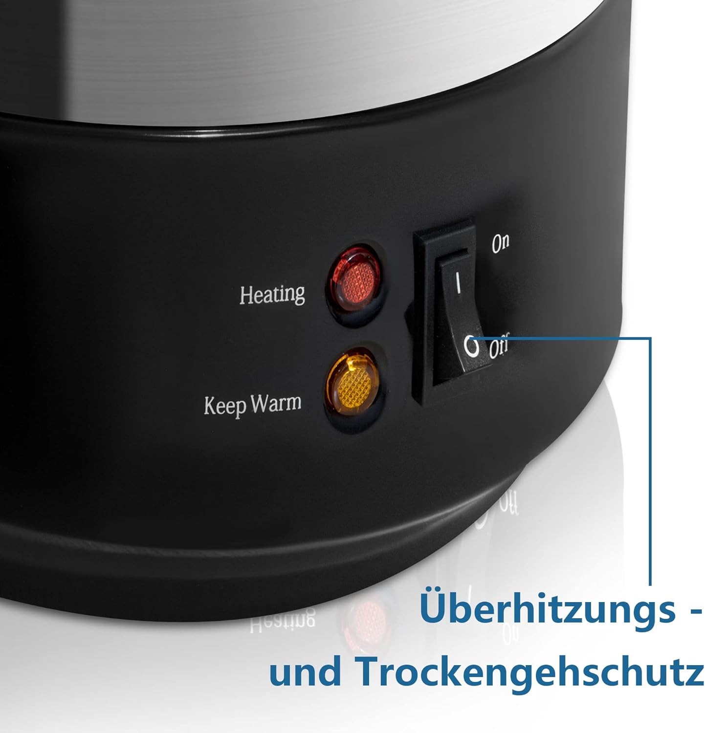 Ribelli 22L Doppelwandiger Glühweinkocher mit Metall Zapfhahn, Heißgetränkespender aus Edelstahl, Temperatureinstellung von 30 bis 100°C, Einkochautomat Heißwasserspender, auch als Dampfgarer