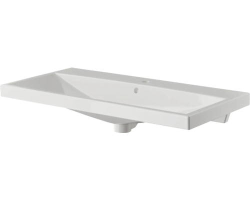 3-delige badkamermeubelset Pelipal serie 4035 BxHxD 90 x 200 x 45 cm, frontkleur eiken riviera, met keramische wastafel in wit en keramische wastafelkast, wastafelmeubel, spiegelkast met LED-verlichting 40350900121470