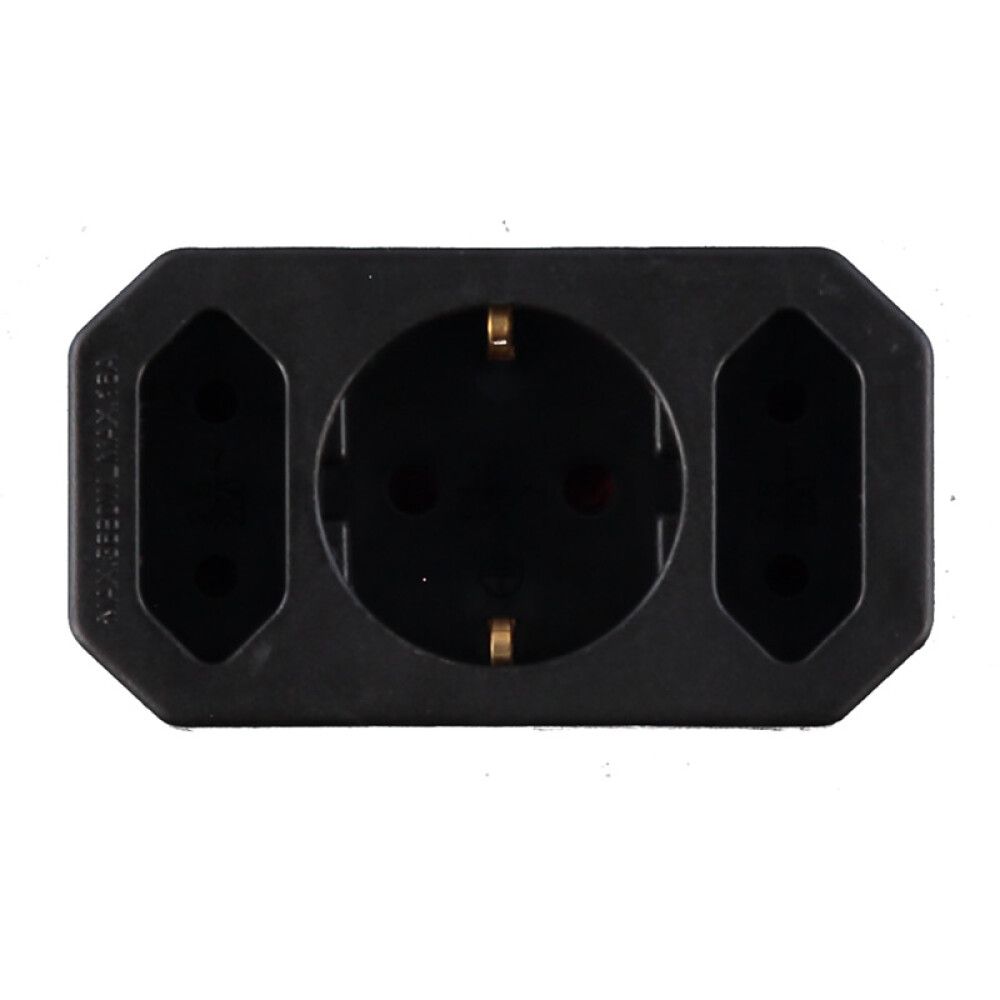 FORGRENINGSKONTAKT VOLTOMAT 2EU+1SCHUKO 250V SORT