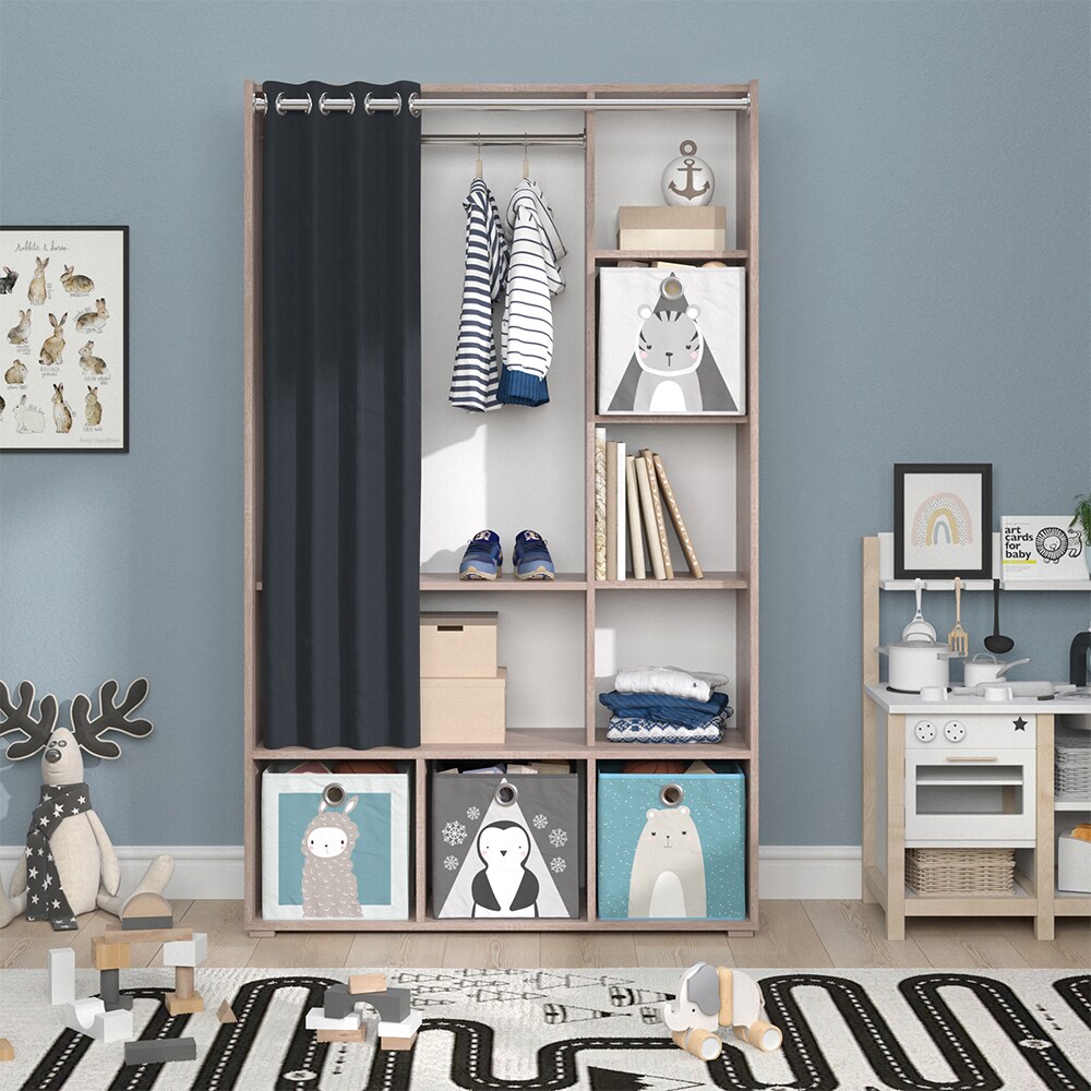 Vicco Kinderkleiderschrank Kinderzimmerschrank Kindergarderobe Luigi Sonoma Faltbox 106 x 178 cm modern Schrankregal Jugendzimmerschrank Organizer Vorhang Kleiderstange Fächer Aufbewahrung Spielzeugablage