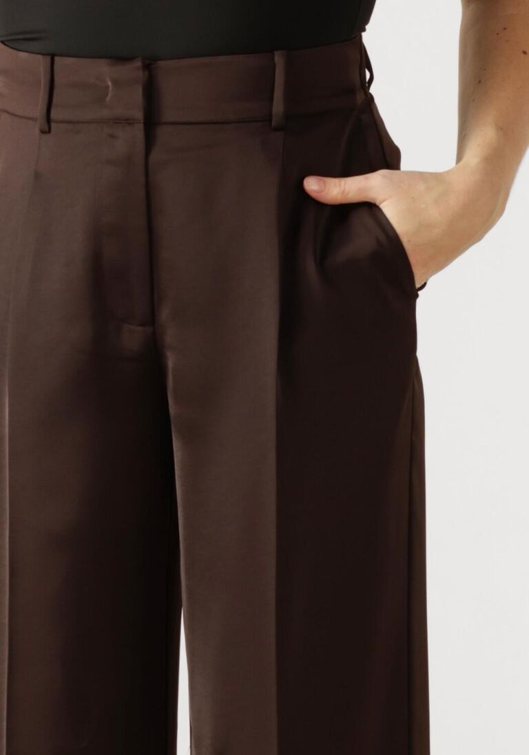 bruine dante6 wijde broek jules satin smart pants