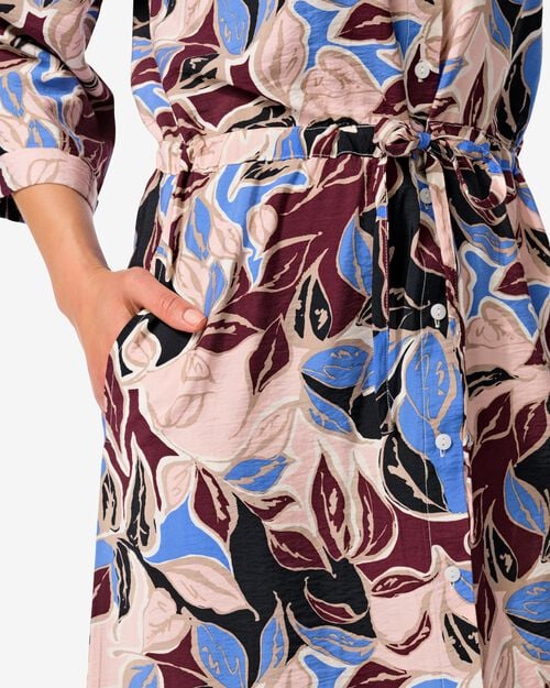 robe boutonnée Isabel avec feuilles pour femmes bleu